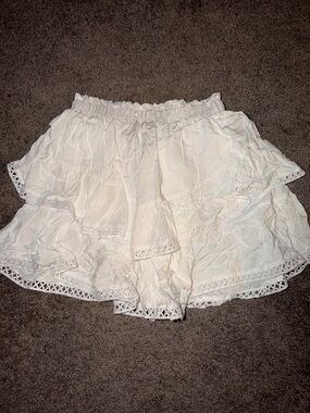 White Tiered Ruffle Mini Skirt/Shorts